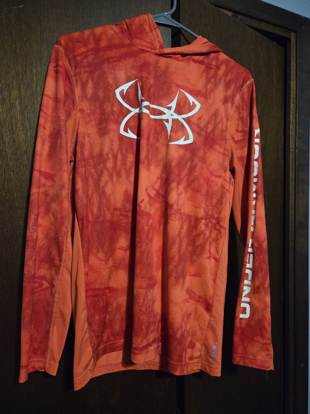 Under Armour Red Tie-Dye Long Sleeve Hooded Performance Shirt